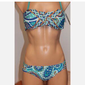 NWT Trina Turk Swimsuit Bikini 2 pc Set sz 4 POL classic bandeau